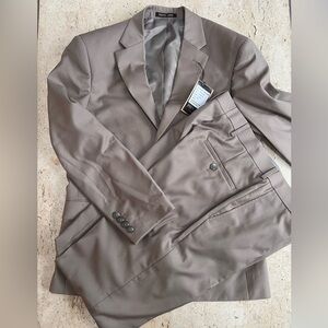 Pierre Loren -Alfred 2B-2 Piece Tan Suit 36 Short 30” Waist Pants NWT